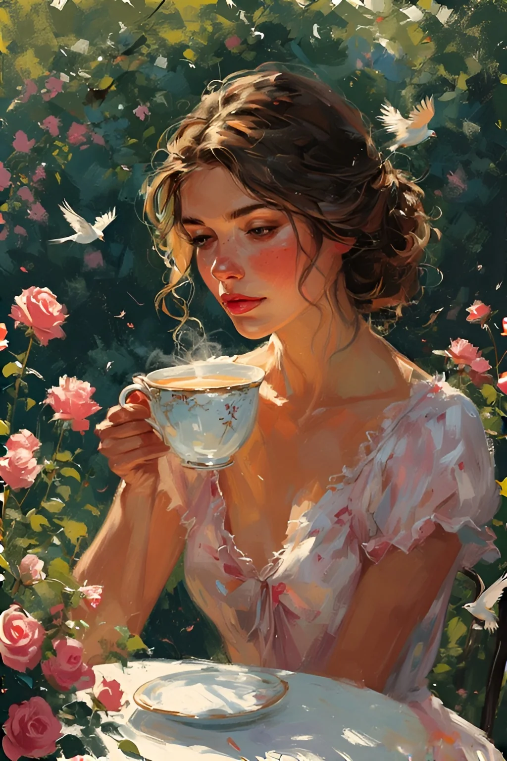 Tea time - Watercolor and painterly picture 2 of 5