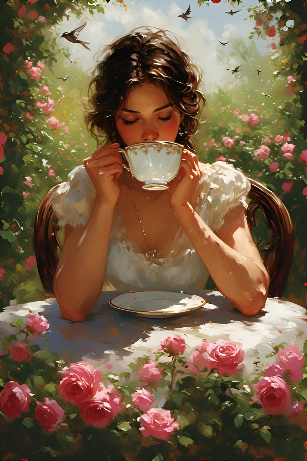 Tea time - Watercolor and painterly picture 4 of 5