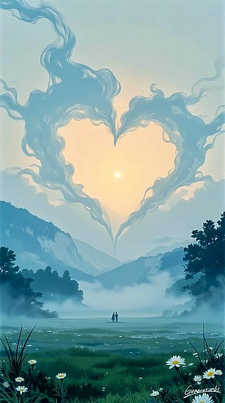 Heart-shaped Clouds and Two Together / Phone Wallpaper Archives'