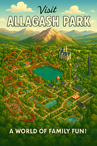 Theme park posters based on my creations in Rollercoaster Tycoon'
