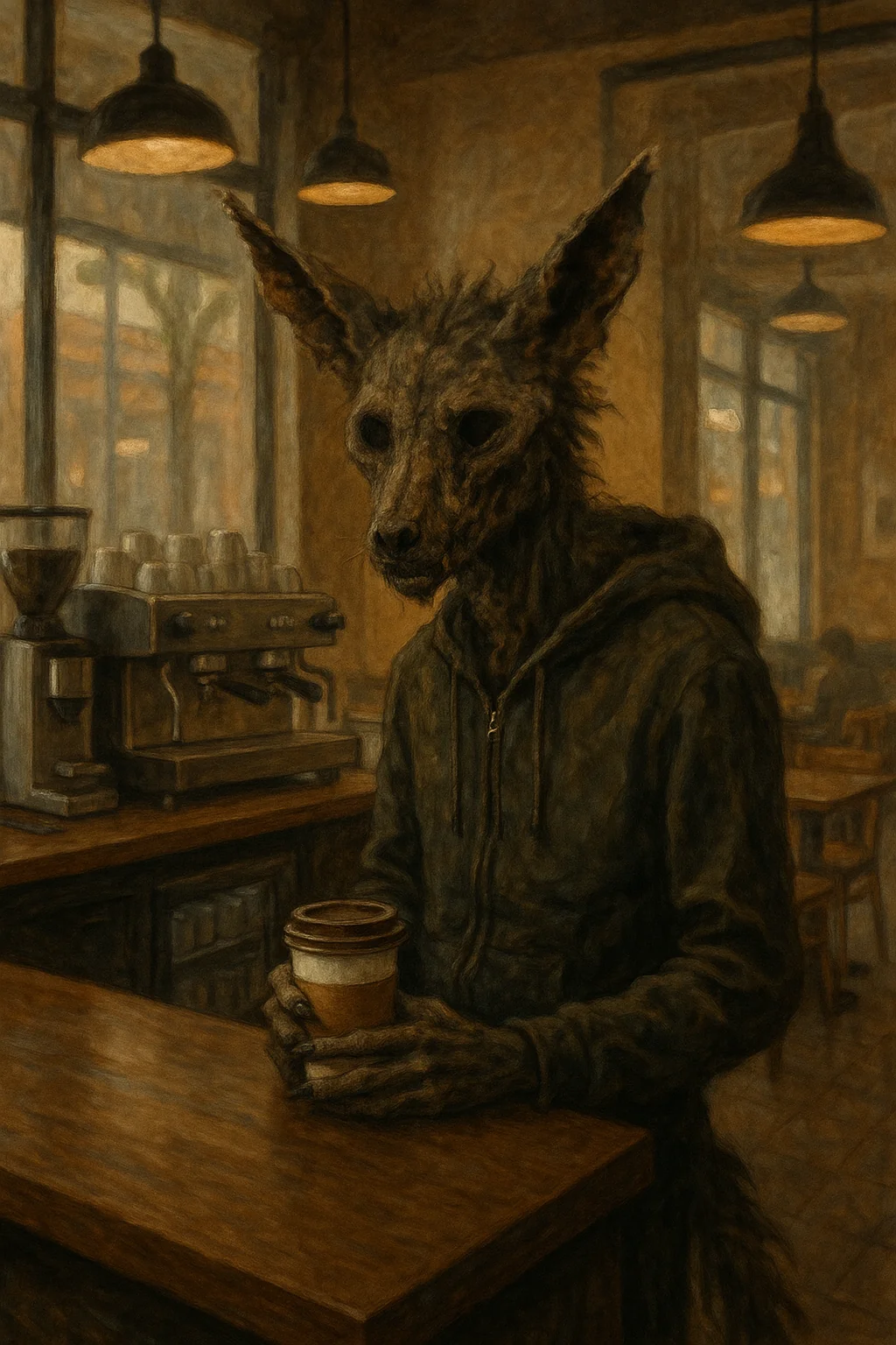 "Skinwalker casually getting coffee at a cafe" picture 1 of 1
