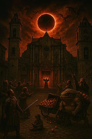 There! In the sky! The priest betrayed us!'