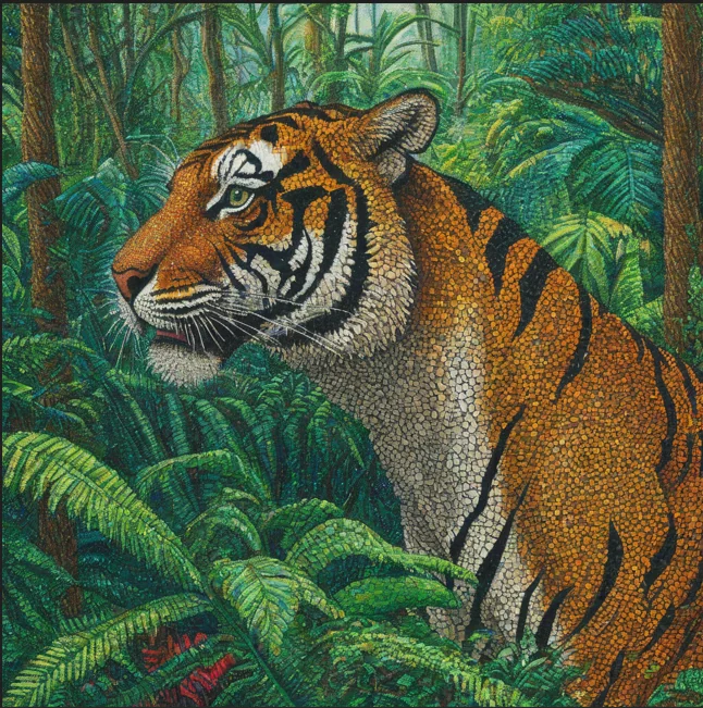 Cool tiger in a rainforest picture 1 of 1