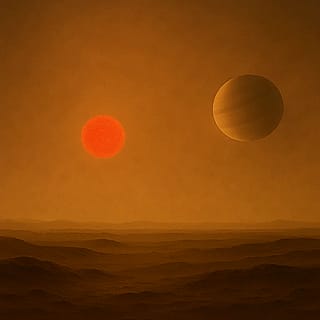 The Red Giant Sun as Seen From Titan'