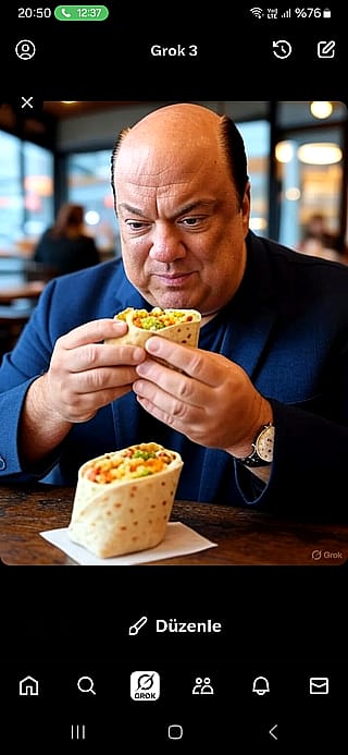 Paul Heyman eating burrito and baklava'