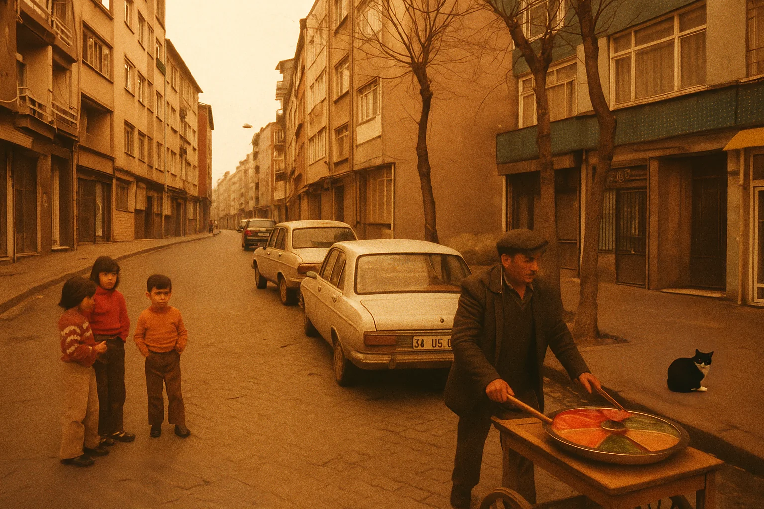I used the street view screenshot of the street where I spent my childhood as a reference and created a photo from 1987. picture 1 of 1