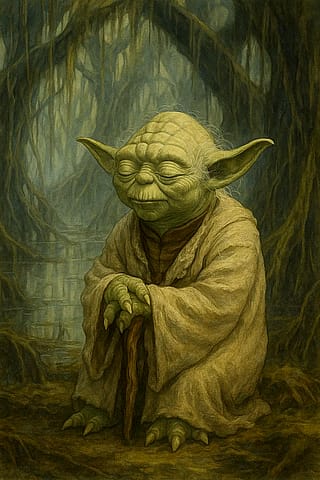 Calm master Yoda on Dagobah'