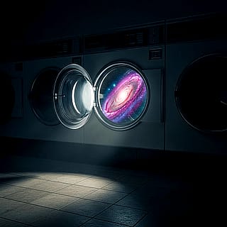 I always wondered how the universe got its fresh start. Turns out it's a laundromat on a Tuesday.'