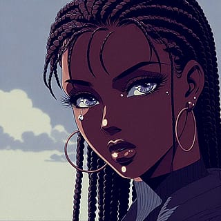 Black woman in anime style'