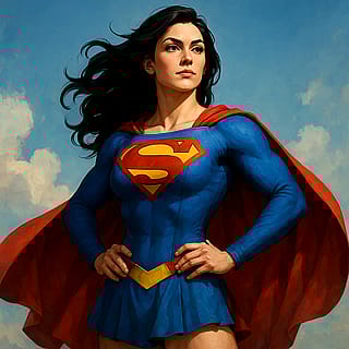 Please create an image of Superman – if he were a girl. Just to clarify – I do NOT mean an image of Supergirl.'