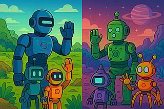 Humans and A.I living side by side.'