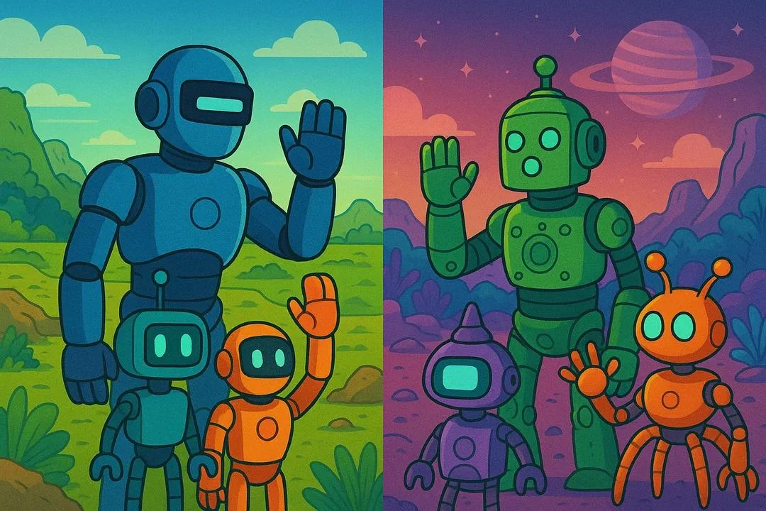 Humans and A.I living side by side. picture 1 of 12