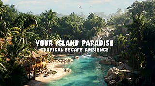 A fantasy tropical escape!!! Imagined in AI and edited with Adobe.'