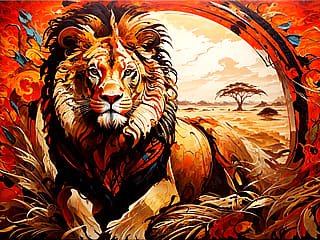 A lion in an African aesthetic'