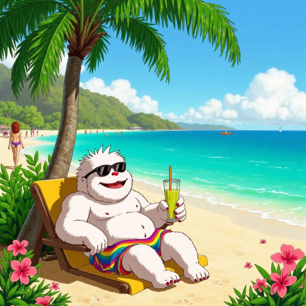 The abominable snowman on his vacation in Cancun picture 1 of 1