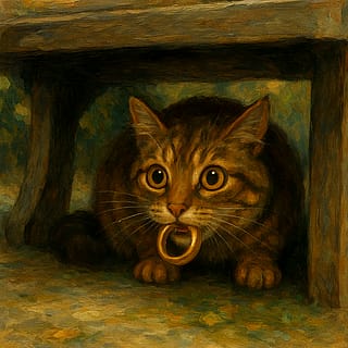 A cat stole the one ring to rule them all from the Council of Elrond.'