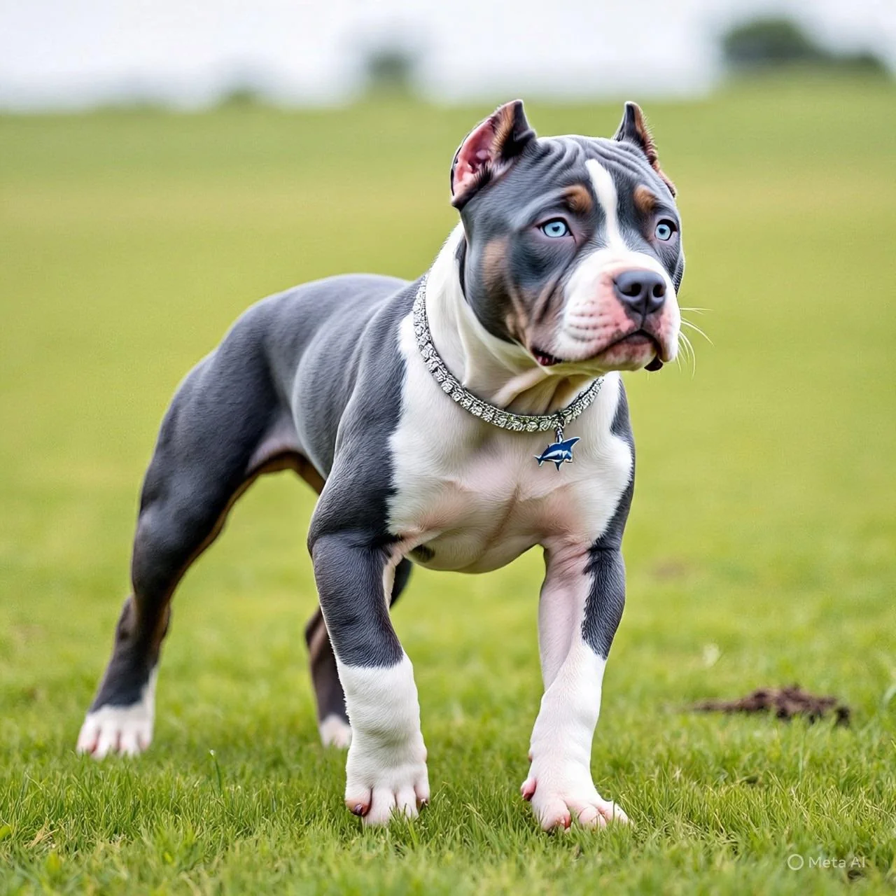 I created these pictures using facebook Ai it’s a father American bully and his offspring wearing jewelry picture 1 of 6