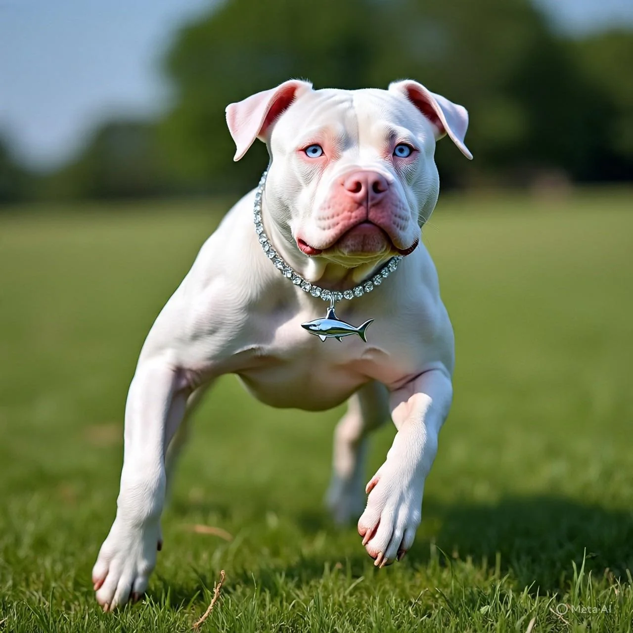 I created these pictures using facebook Ai it’s a father American bully and his offspring wearing jewelry picture 4 of 6