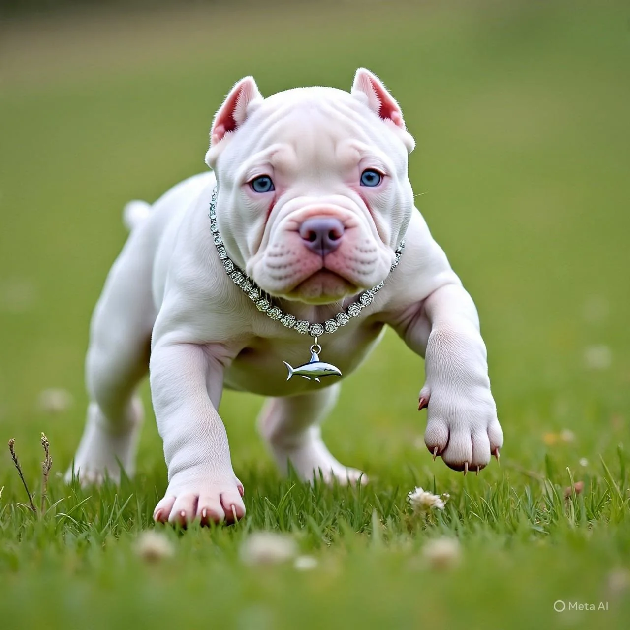 I created these pictures using facebook Ai it’s a father American bully and his offspring wearing jewelry picture 5 of 6