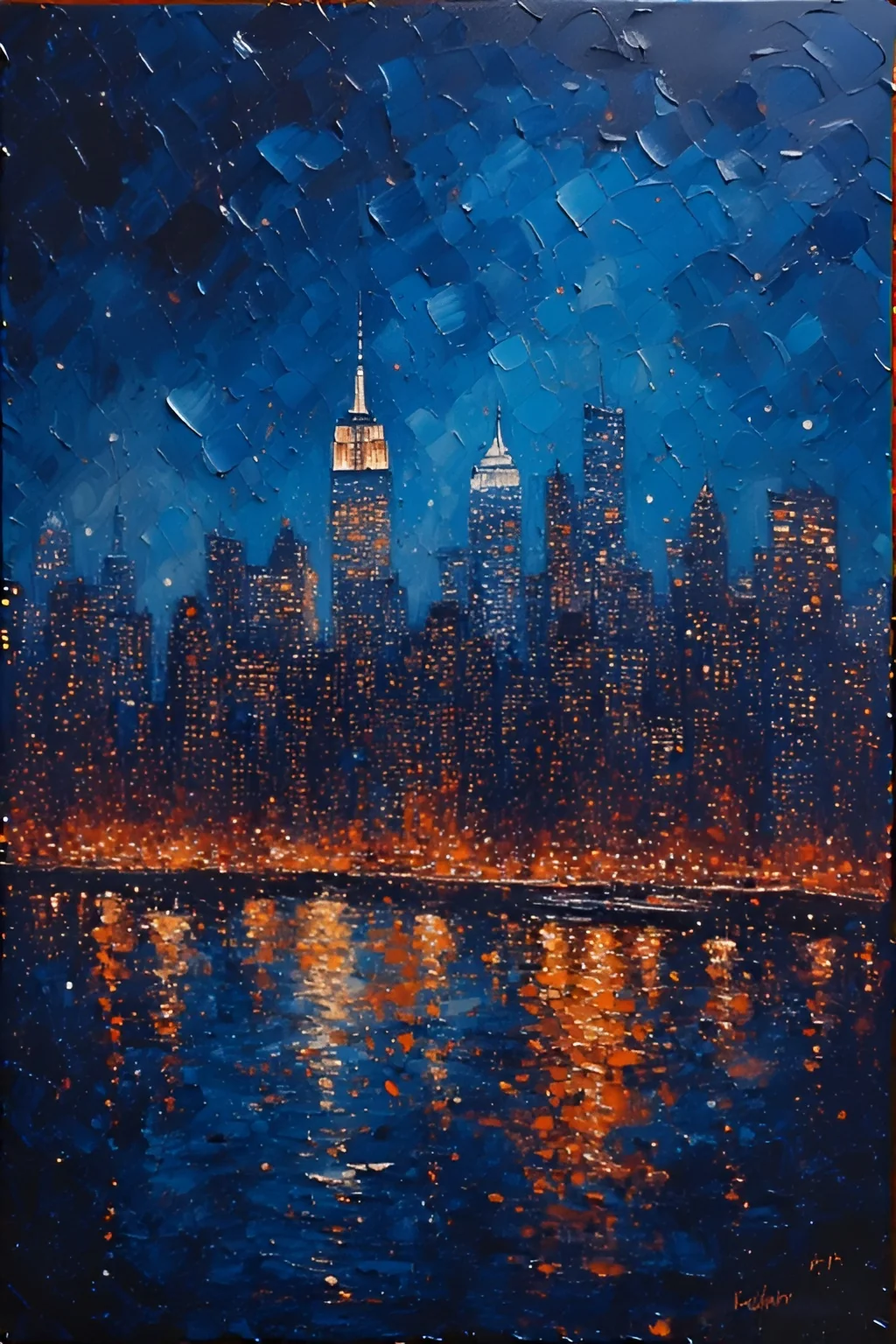 Manhattan skyline Watercolor, Oil Painting and Painterly. picture 3 of 3