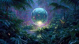 Cosmic Gem illuminating the Vibrant Alien Forest'