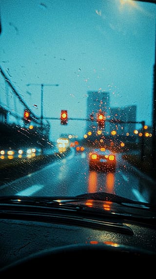 Twilight Drive on a Rainy Day'