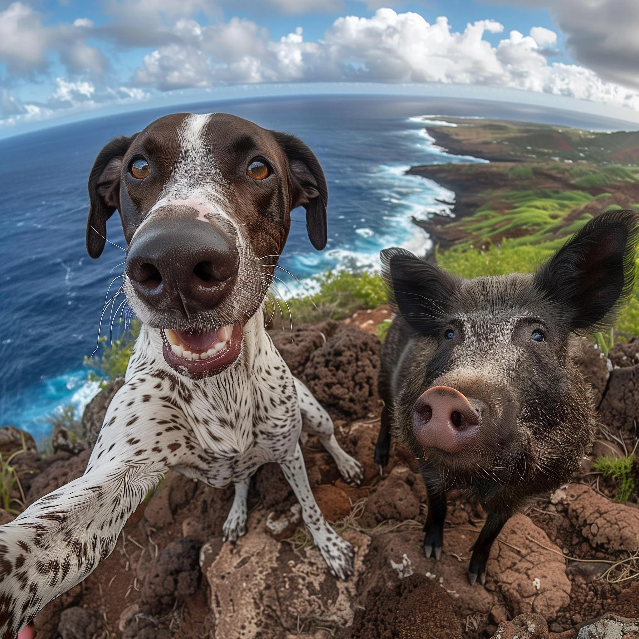 German shorthaired Pointer takes selfies with wild animals picture 2 of 12