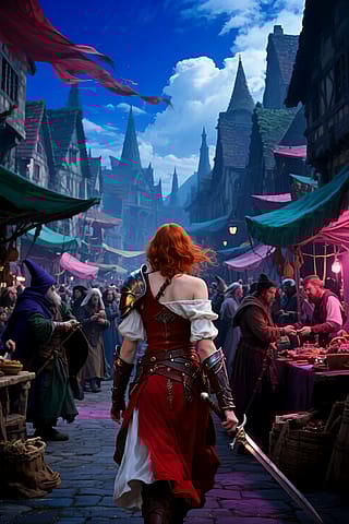 Action RPG Concept Art: Marketplace Scene.'