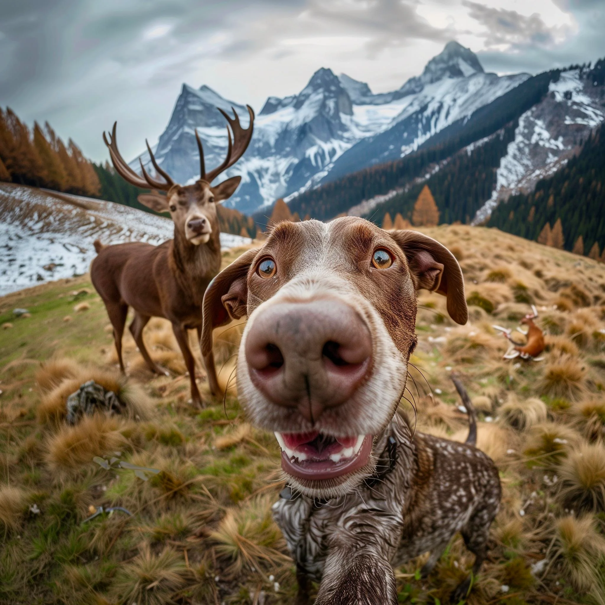 German shorthaired Pointer takes selfies with wild animals picture 7 of 12