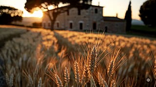 Grain field in Tuscany, italy'