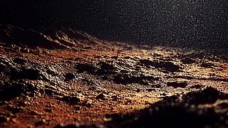 Alien world rocky ground starlit sky'