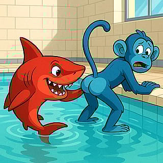Im Schwimmbad begrüßt.'