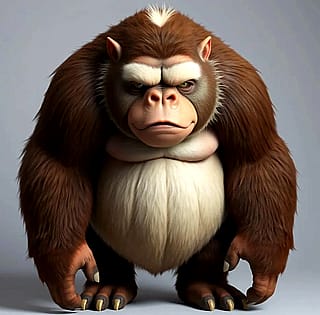 Brown fur gorillas in different art styles'