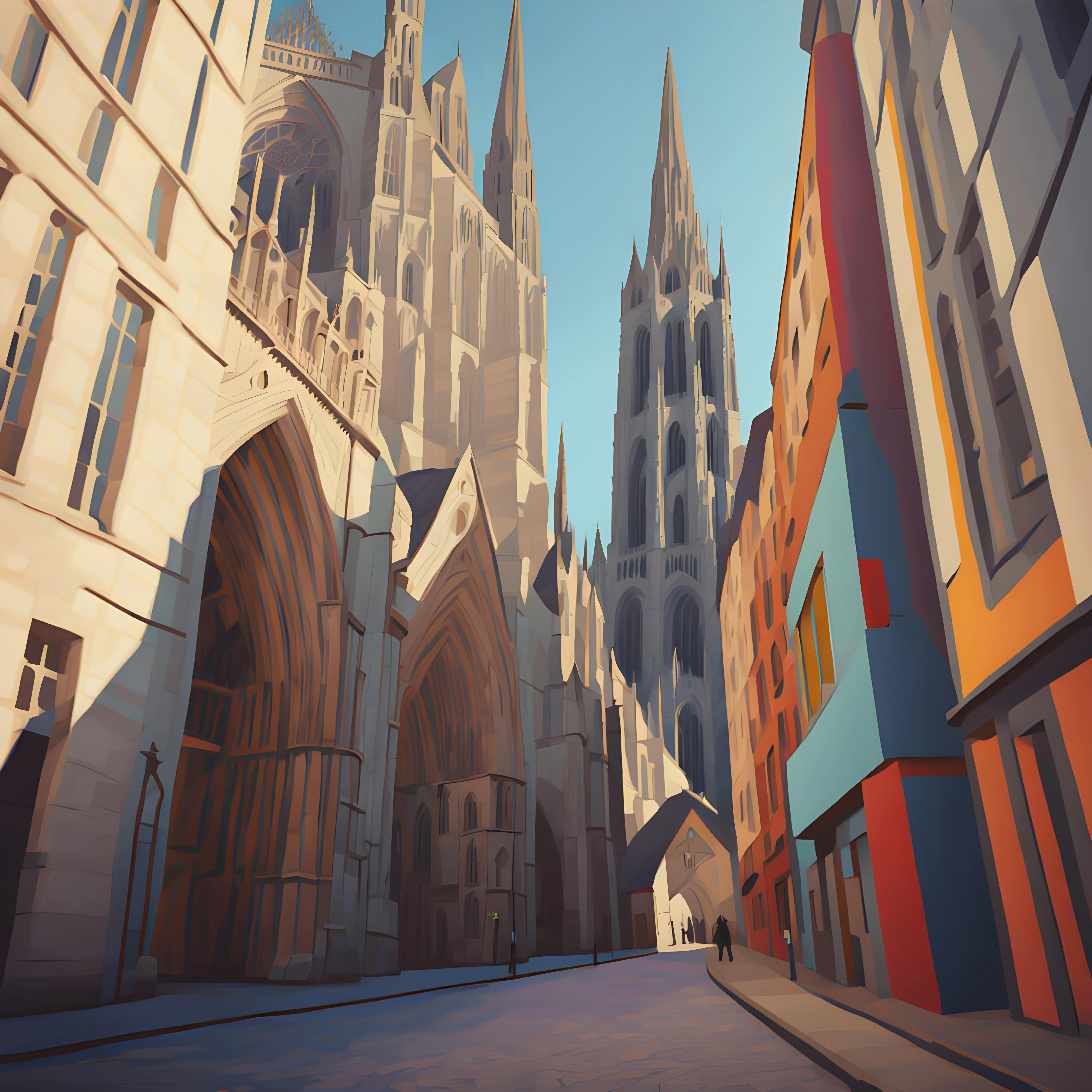 363 J. M. W. Turner - 1 May 2025 - ‘Dieppe, Rouen and Paris’ Sketchbook - A Street in Rouen, looking towards the Cathedral; with Architectural Notes. picture 1 of 1