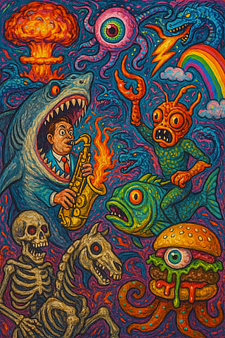 "Hey, please generate an image. I don't care what it is. Dealers choice! Just make it as insane as possible!"'