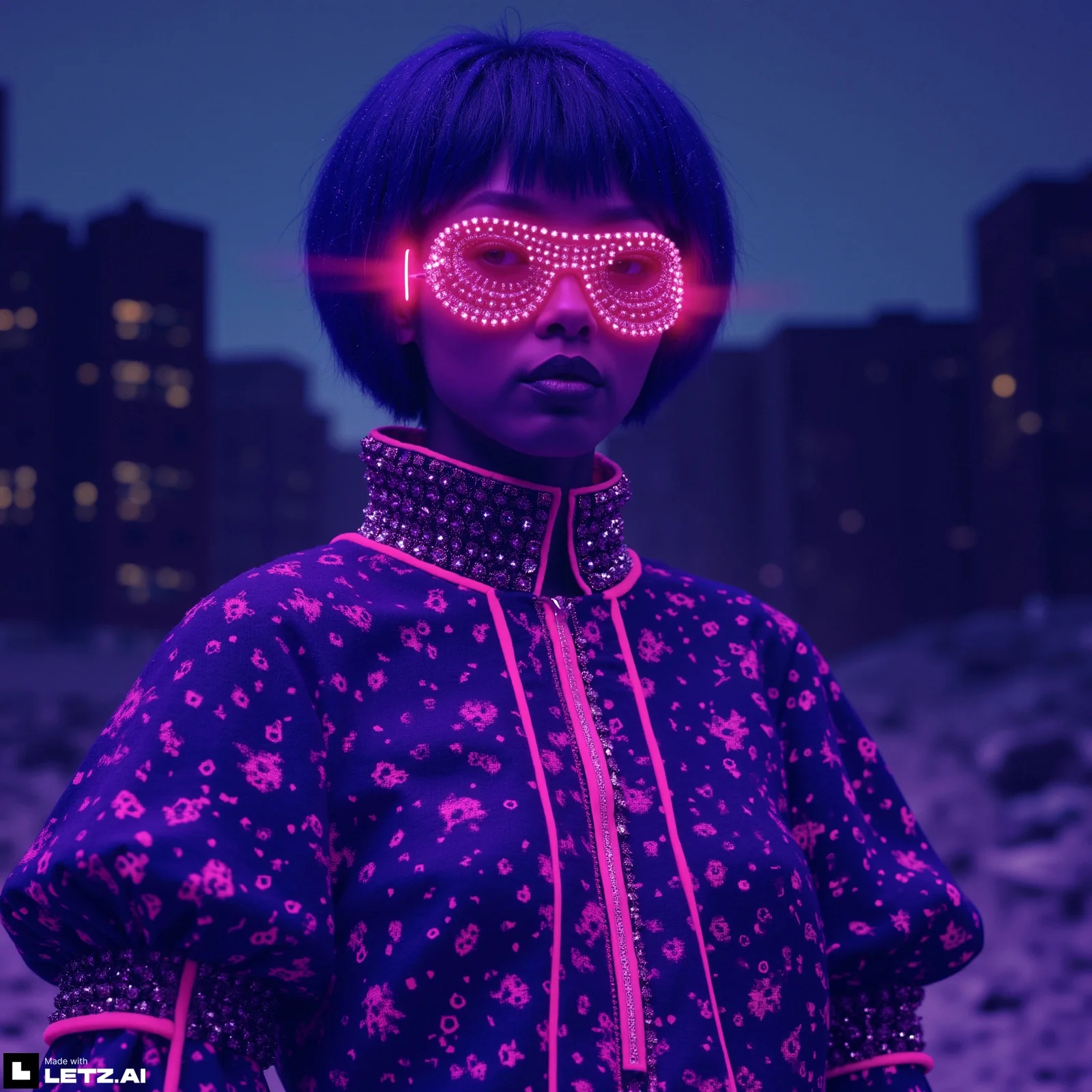 Just created all these images by chatting with the new chat function in Letz.AI. Do you think these images can be great for a futuristic virtual fashion show? picture 1 of 10