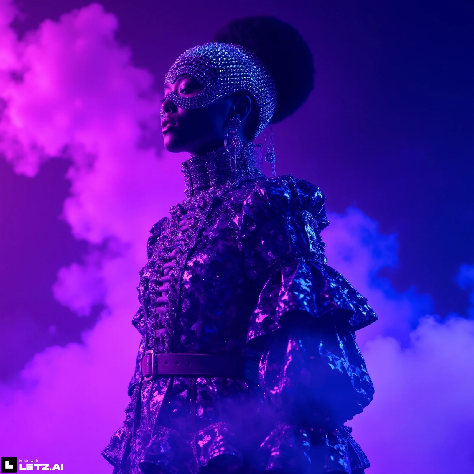 Just created all these images by chatting with the new chat function in Letz.AI. Do you think these images can be great for a futuristic virtual fashion show? picture 2 of 10