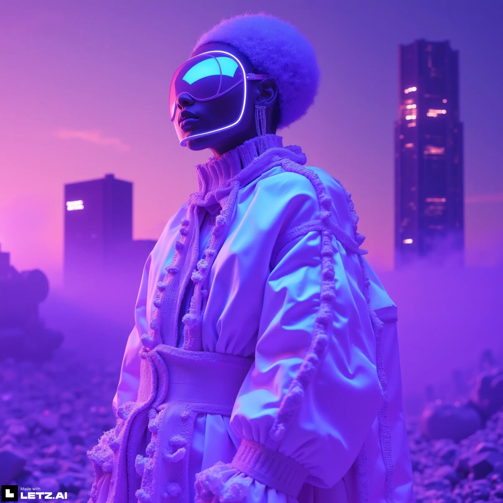 Just created all these images by chatting with the new chat function in Letz.AI. Do you think these images can be great for a futuristic virtual fashion show? picture 4 of 10
