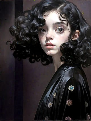 portrait of a girl with black hair'