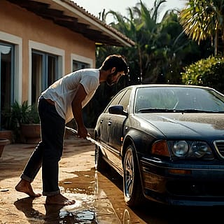 Cursed Image "Man Washing Car'