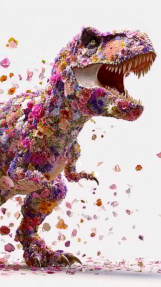 T-Rex flowered image.'