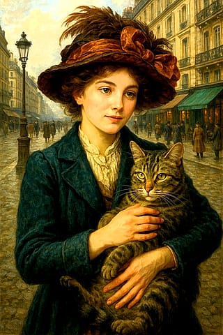 Lady of the early 20th century...with cat'
