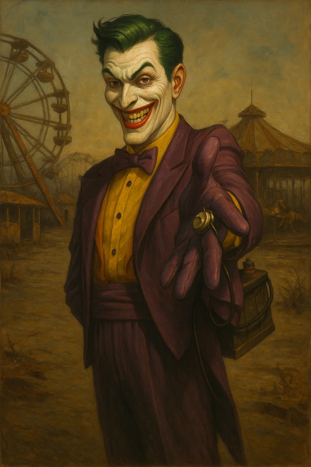 Worked with ChatGPT to produce some interpretations of a Joker drawing I did in 2001. picture 1 of 5