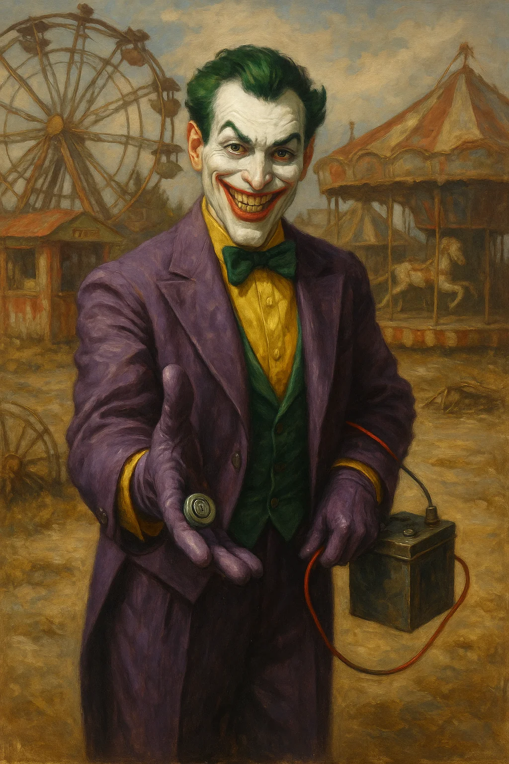 Worked with ChatGPT to produce some interpretations of a Joker drawing I did in 2001. picture 3 of 5