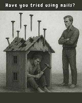 A representation of what having ADHD and someone trying to help can feel like.'