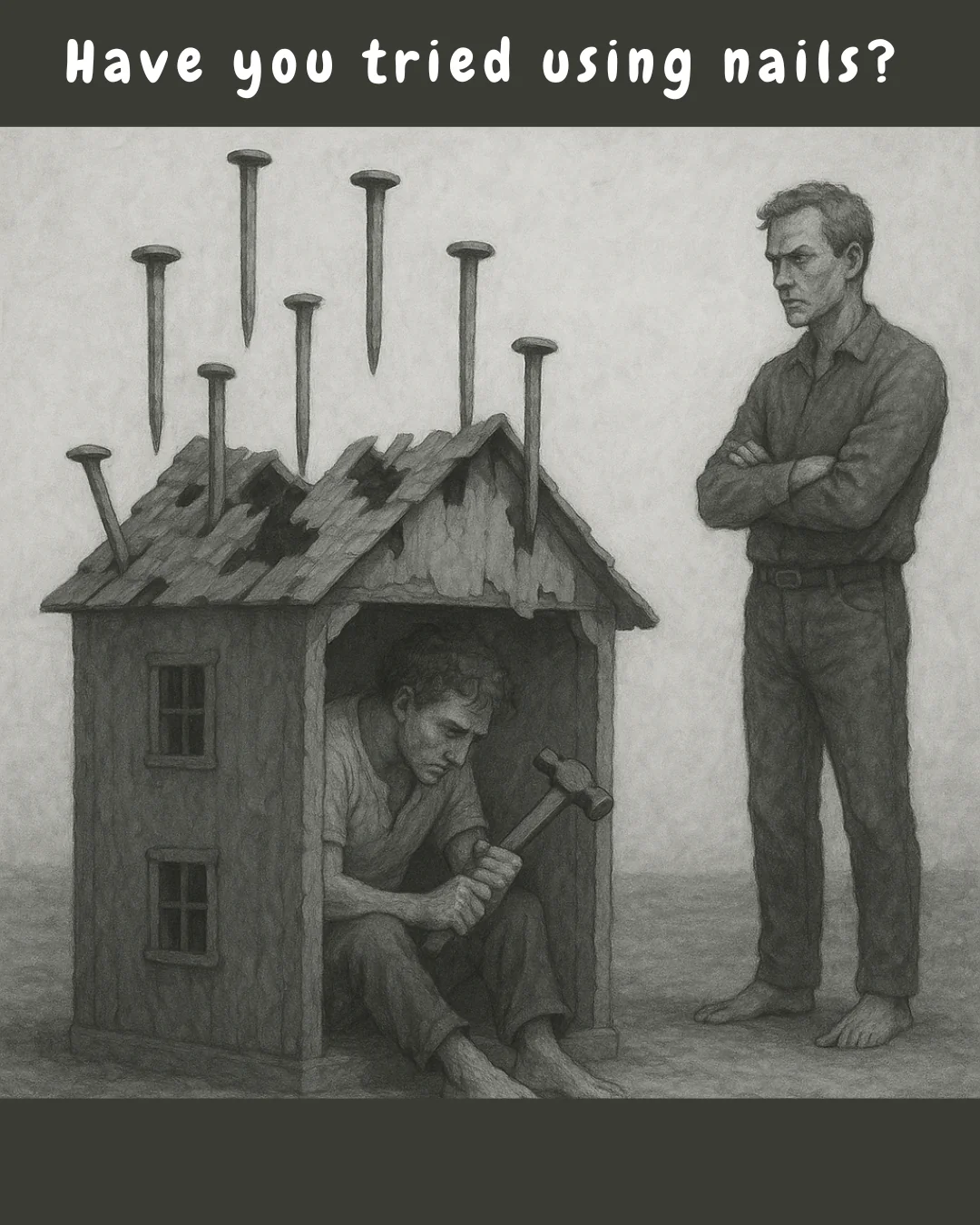 A representation of what having ADHD and someone trying to help can feel like. picture 1 of 1
