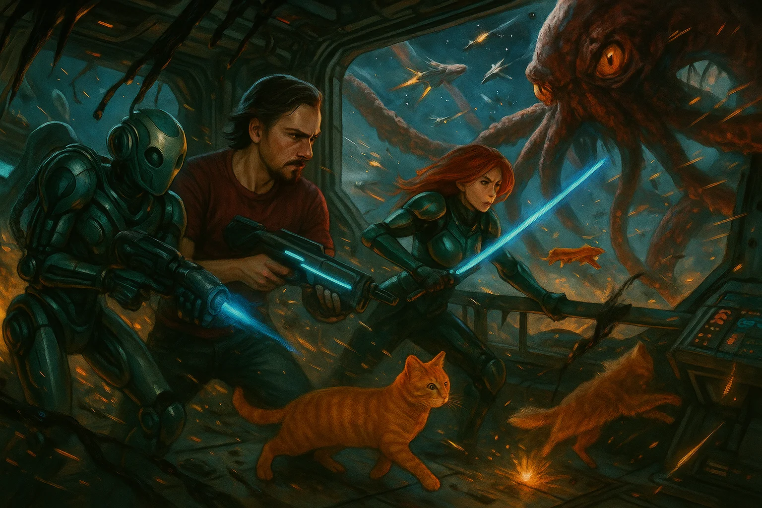 Just me, chatgpt, my cats, and my imaginary gf fighting a space octopus picture 1 of 1