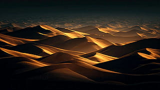 Endless waves of sunlit desert sand'