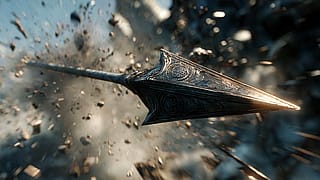 Ornate fantasy weapon arrowhead swift flight'