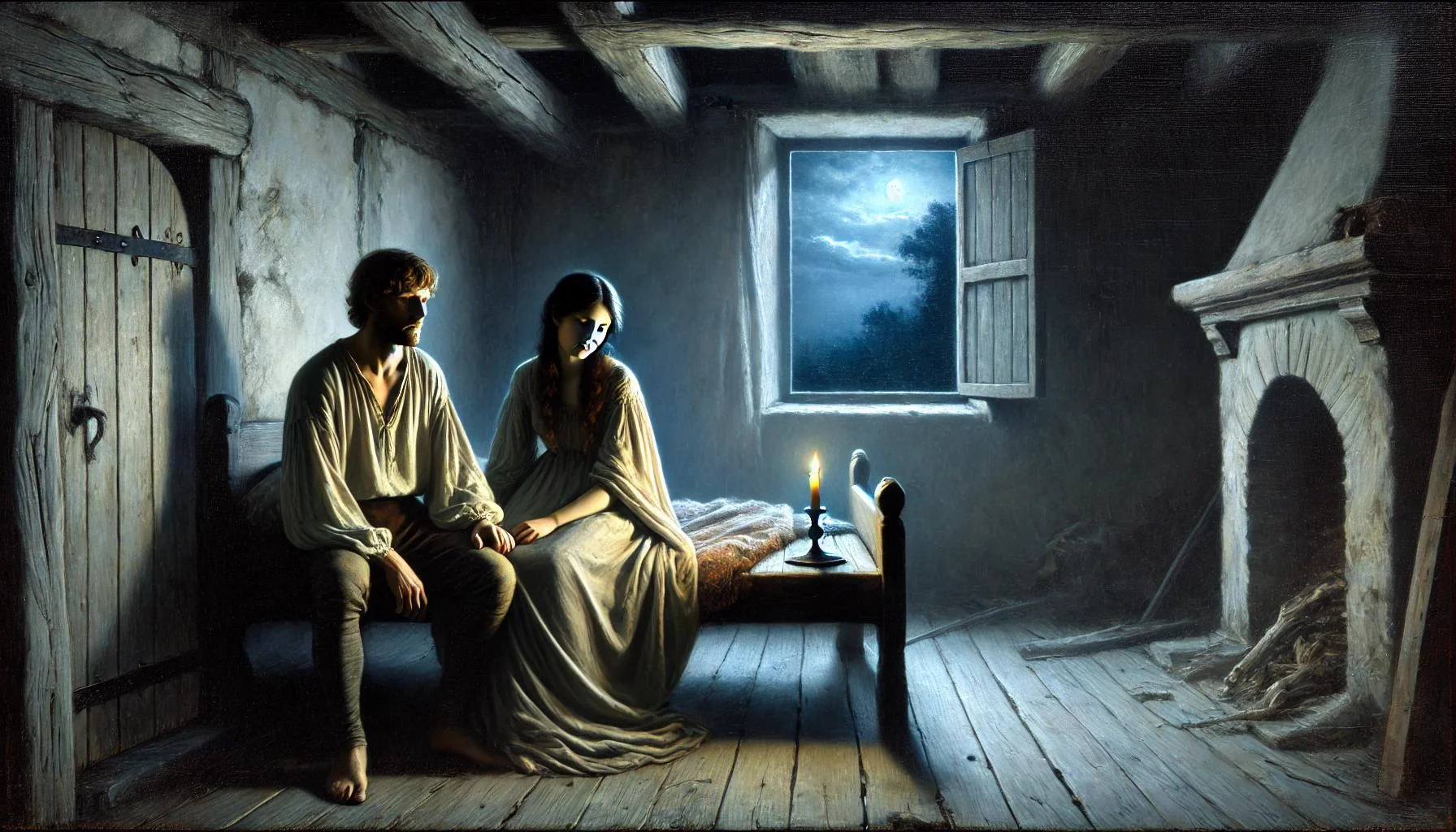 Man and Woman inside Cottage different painting styles picture 3 of 9